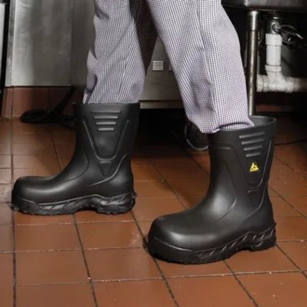 ACE Bullfrog Pro Work Boots Mens Black Rubber Slip Resistant Waterproof  Boots